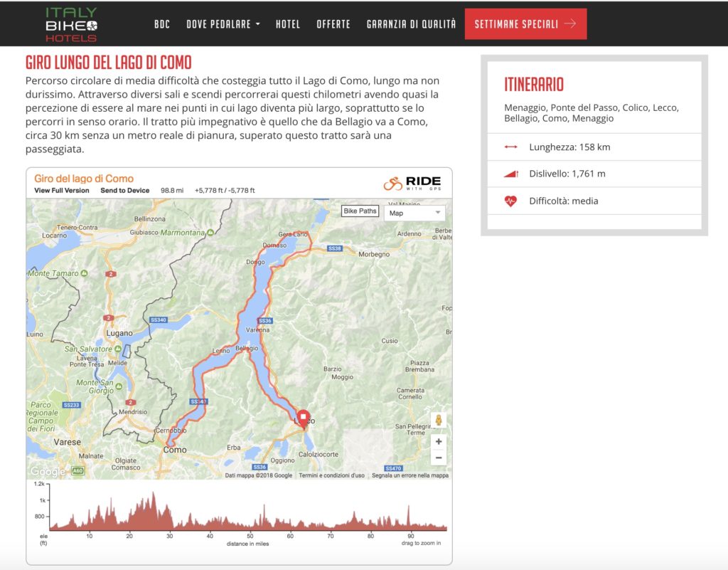 Tracciatura percorsi ciclistici con Ride with GPS